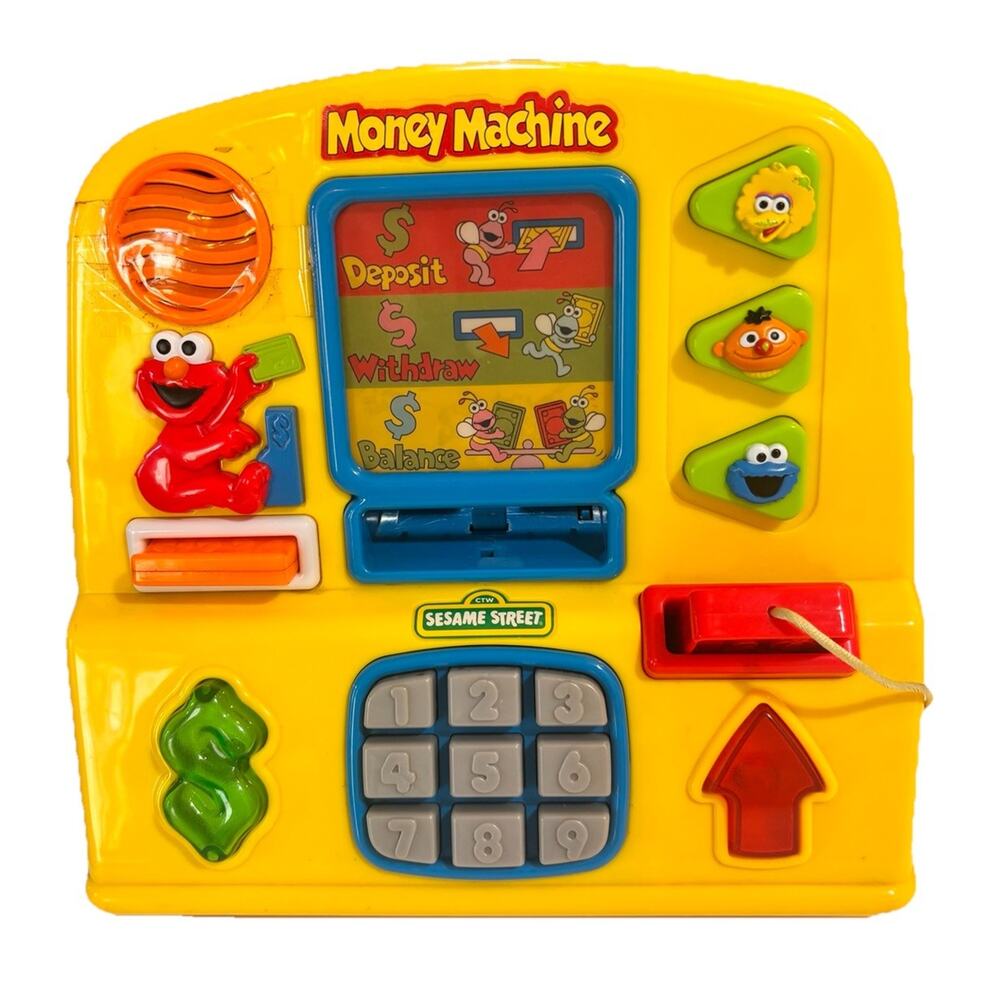 Vintage Sesame Street Money Machine Deposit Withdrawal Play Money RARE 1999